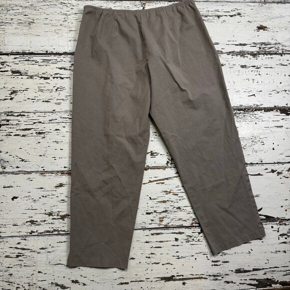 Eileen Fisher Organic Cotton Flat Front Pants Size Large Tapered Leg Brown Tan - Picture 11 of 12